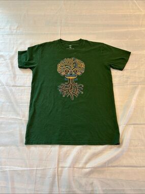 Dark Green Short Sleeve Graphic Tee - Tree of Life Design